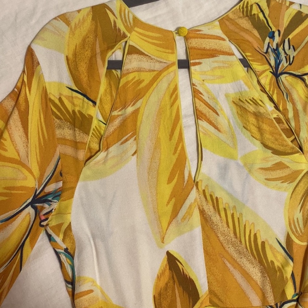 EUC FARM Rio Azalea yellow Wrap Dress - Picture 5 of 7